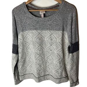 Knox Rose Women's Size Large Crew Neck Lace Sweater Gray Scoop Neck